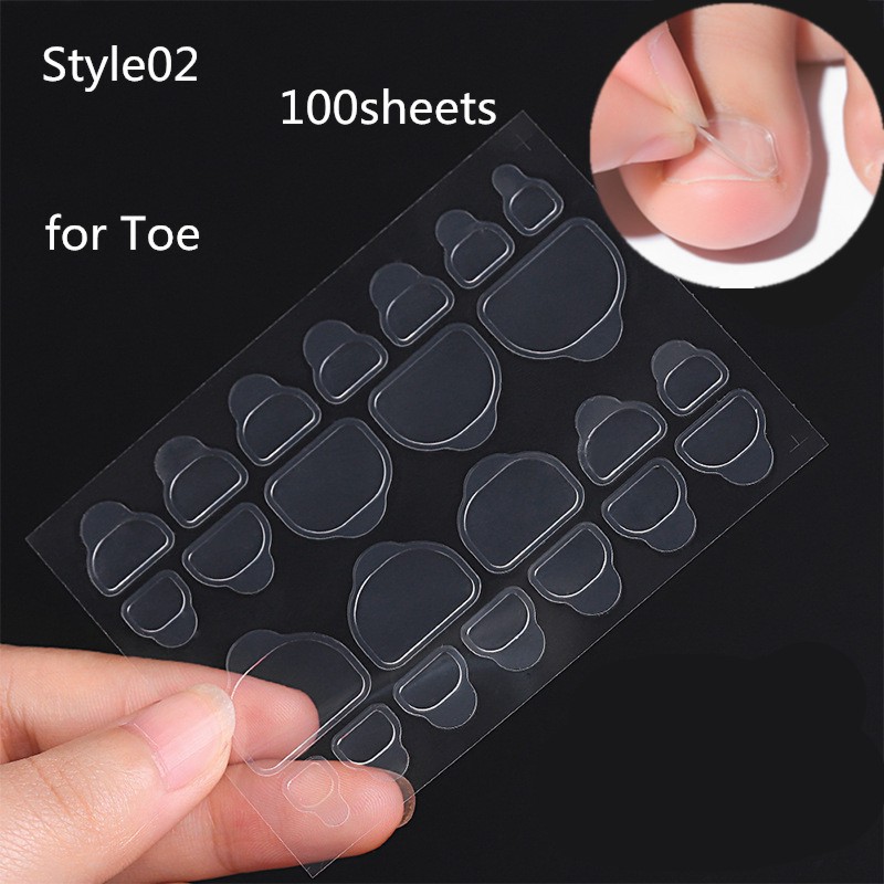 100Sheet Nail Tabs Glue Double Sticker Side Self Flexible Adhesive Stickers On False Art Fingernail Toe Extension Tools1