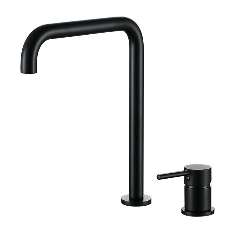 

Black Brass Basin Faucet 7 Long Pipe Two Holes Hot And Cold Bathroom Mixer Sink Tap 360 Rotation Widespread Deck Mounted