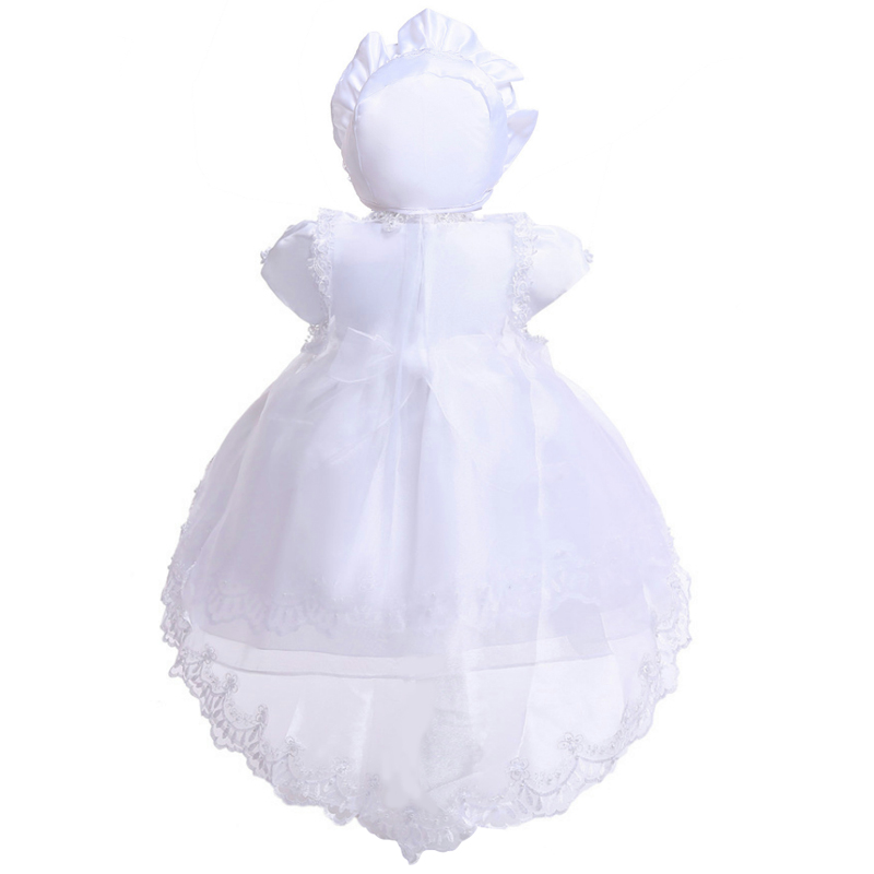 Lovely baby's first birthday party baptism Princess tail dress baby's holy meal birthday party pure white dress