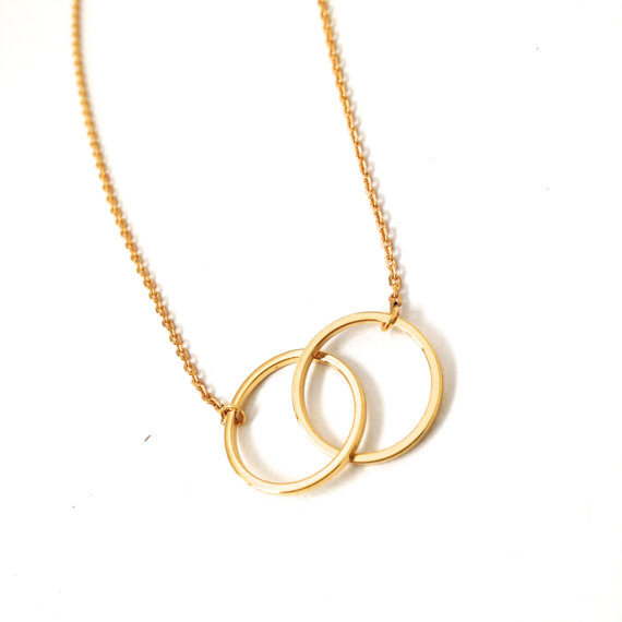 Fashion- Min1pc Gold And Silver Infinity Double Circles Necklace For Girls Interlocking Circles Pendant Necklace Xl184 Christmas Gift