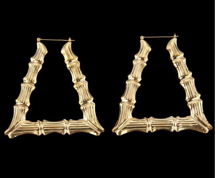 Oversized bamboo earrings Europe and the United States exaggerated golden big circle hiphop hip-hop nightclub earrings WY500