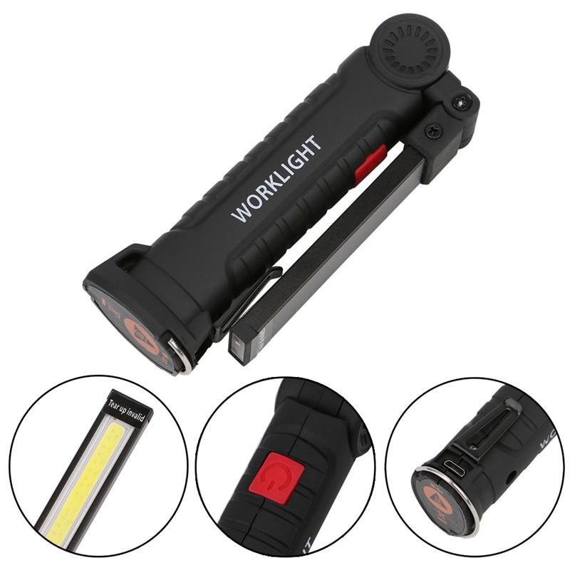 Lighting COB Flashlight 5 Mode Torch USB Rechargeable LED Work Light Magnetic COB Lantern Hanging Lamp Hook For Camp