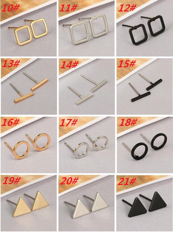 Wholesale- Gold Silver Plated Black Punk Simple T Bar/Triangle/Square Earrings For Women Ear Stud Earrings Fine Jewelry Minimalist Earrings
Wholesale- Gold Silver Plated Black Punk Simple T Bar/Triangle/Square Earrings For Women Ear Stud Earrings Fine Jewelry Minimalist Earrings