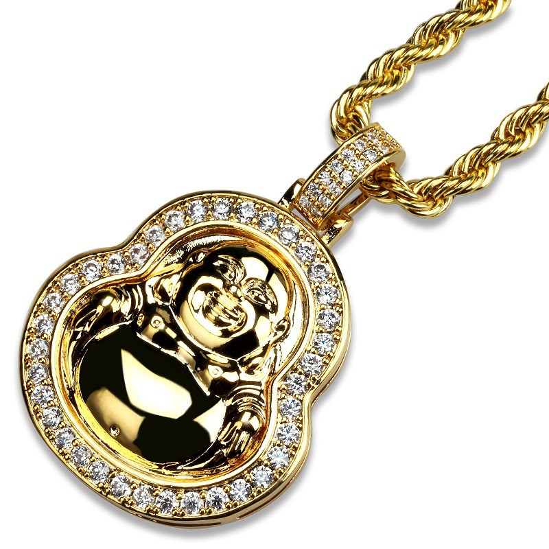 Luxury Designer Jewelry Mens Necklace CZ Maitreya Buddha Pendant Necklace Iced Put Lab Diamond Mens Gold Chain for Mens Jewelry Gi