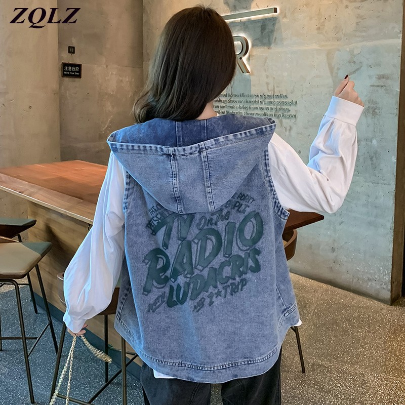 ZQLZ Vintage Vest Women 2020 Autumn New Letter Hooded Loose Casual Sleeveless Summer Short Waistcoats Jeans Jacket Tops Mujer, Black
ZQLZ Vintage Vest Women 2020 Autumn New Letter Hooded Loose Casual Sleeveless Summer Short Waistcoats Jeans Jacket Tops Mujer, Black