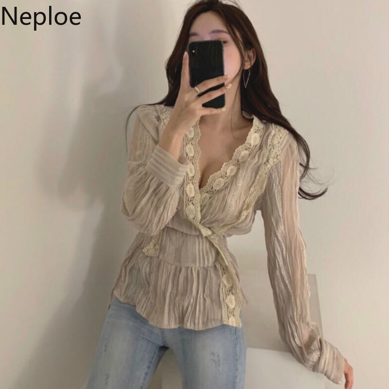 Neploe Lace Blouse Women Spring 2020 Korean Chic V Neck Full Sleeve Ladies Shirts Sweet Lace Up Slim Waist Female Tops 1A594, Black
Neploe Lace Blouse Women Spring 2020 Korean Chic V Neck Full Sleeve Ladies Shirts Sweet Lace Up Slim Waist Female Tops 1A594, Black