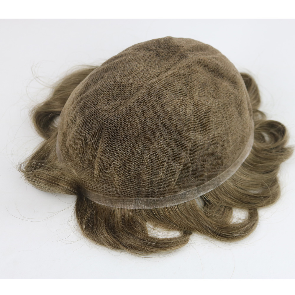 Light Brown #18 Color Toupee for Men Full Swiss Lace Hair Pieces Brazilian Virgin Human Replacement