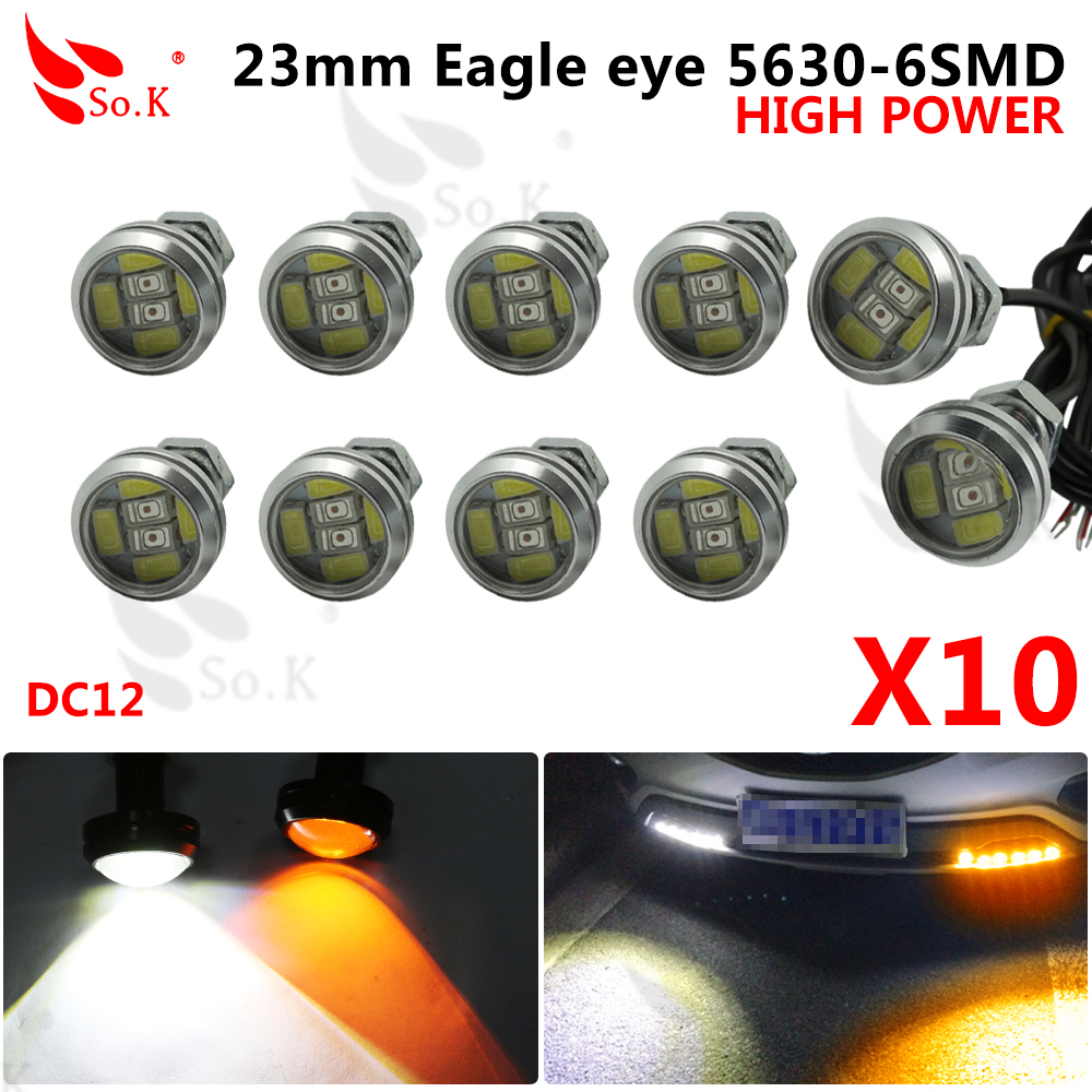 

10pcs 23mm LED Eagle Eye DRL 12V Daytime Running Lights 5630 6 SMD Auto Car Work Lights Waterproof Parking Fog Lamp Switchback, As pic