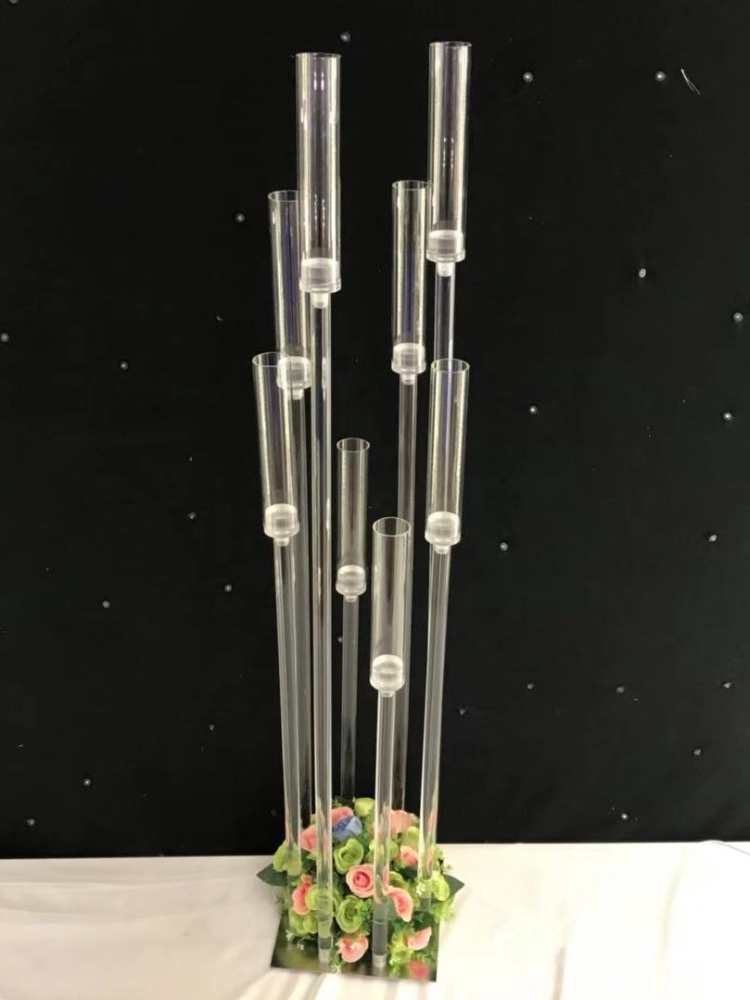 Acrylic 8 Arms Candelabra Heads Wedding Table Centerpiece Flower Stand Holders Candelabrum Party Family Gathering Home Decoration XJ260305