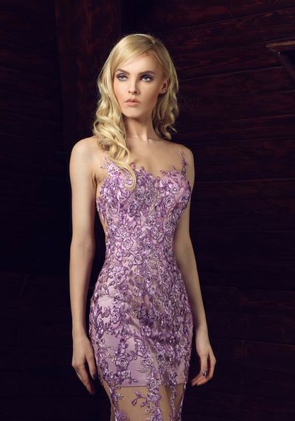 Tony Chaaya Light Purple Mermaid Prom Dresses Sheer Neck Lace Appliques Formal Evening Dress Cocktail Party Dresses