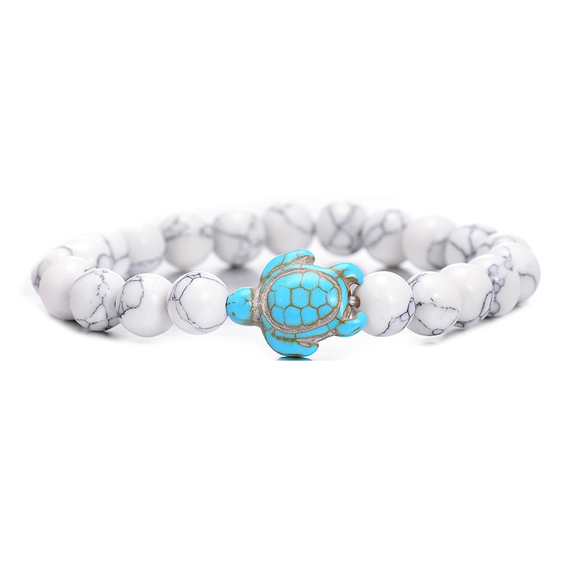 Summer Style Sea Turtle Beads Bracelets Classic 8MM Turquoise Natural Stone Elastic Friendship Bracelet Beach For Women Men Jewelry MKI