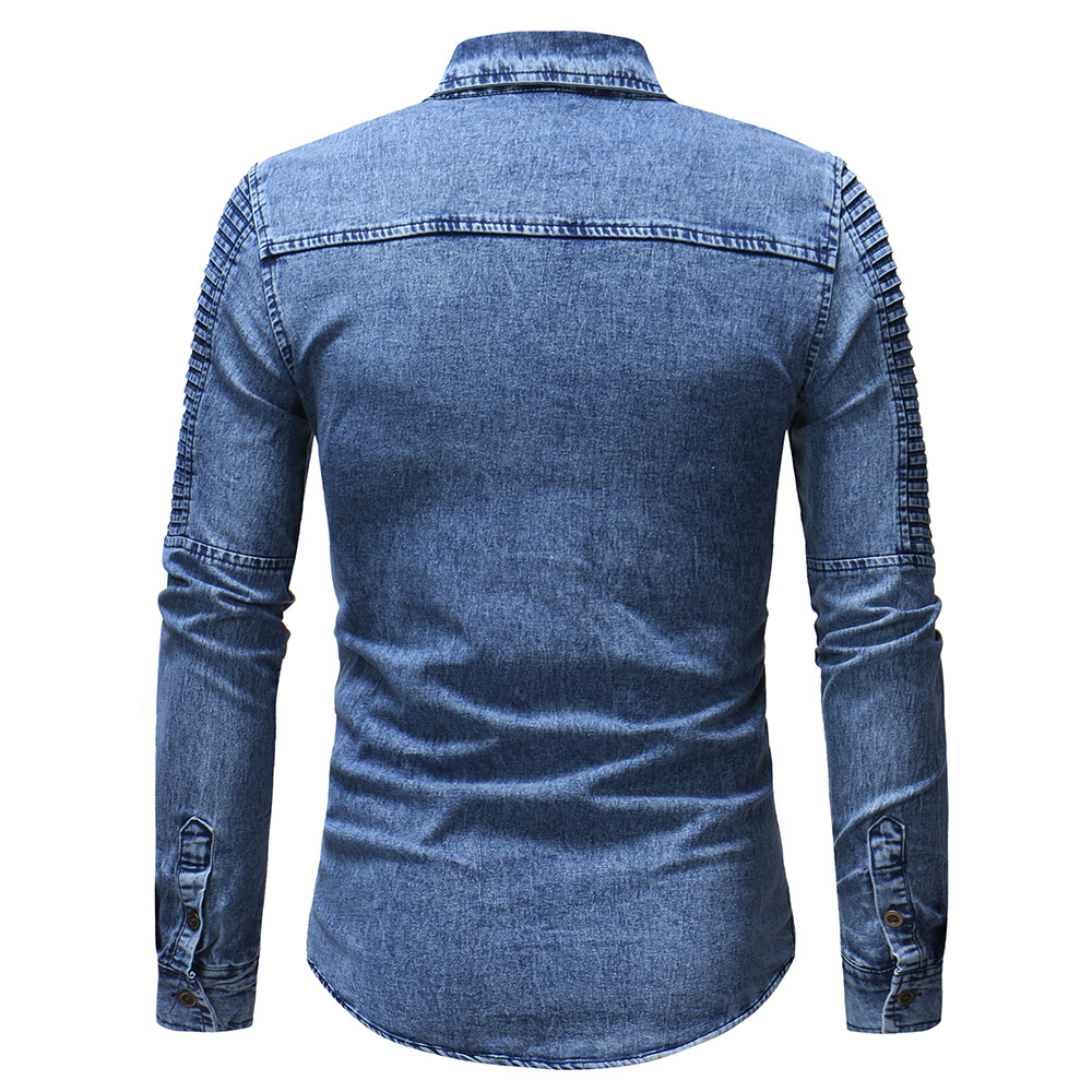 Fashion Men Wash Denim Jeans Shirt 2019 Autumn Long Sleeves Shirt Casual Slim Fit Denim Tops Streetwear High Quality