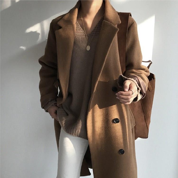 Women Solid Turn-Down Collar Long Woolen Coat Autumn Winter New Double-Breasted Loose Overcoat Plus Size Coats, Black
Women Solid Turn-Down Collar Long Woolen Coat Autumn Winter New Double-Breasted Loose Overcoat Plus Size Coats, Black