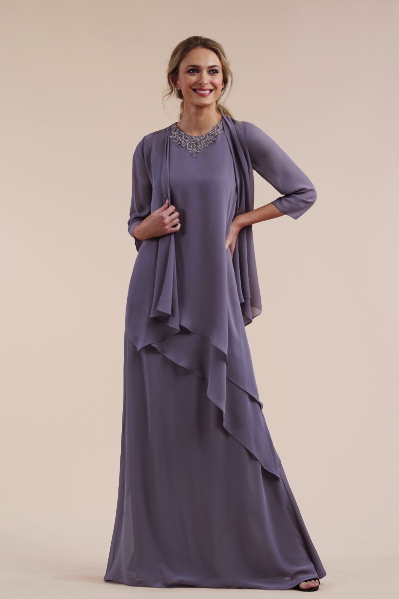 Elegant Lavender Mother of the Bride Dresses With Jacket Floor Length Lace Jewel Neck Mother's Wedding Guest Dress Evening Gowns