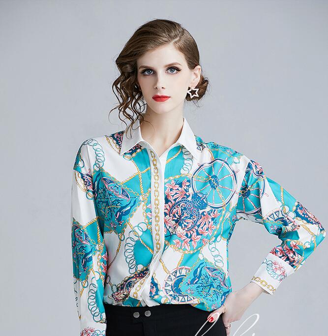 2020 scarf chain printed long sleeve blue blouse women Rayon blouses with single breasted summer shirts lapel neck fashion ladies shirts
2020 scarf chain printed long sleeve blue blouse women Rayon blouses with single breasted summer shirts lapel neck fashion ladies shirts