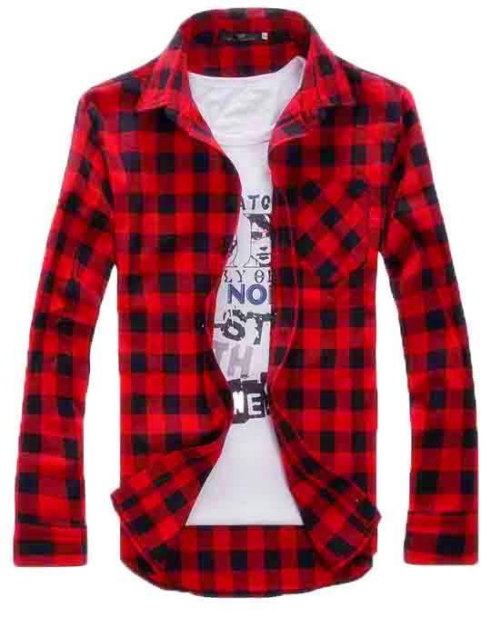 Fashion Men Vintage Shirts Plaid Check Long Sleeve Shirt Slim Fit Shirts for Men High Quality Men's Clothing Shirts M-2XL