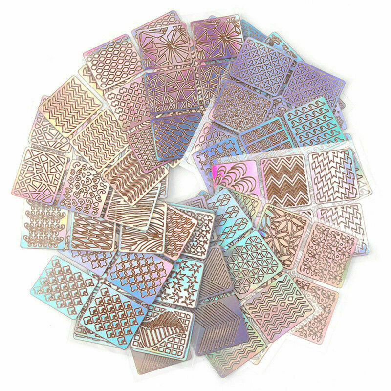 24pcs Stickers Bed Sheet 3D Vinyl Hollow Nail Tip Template Guide Decal Nail Sticker A987