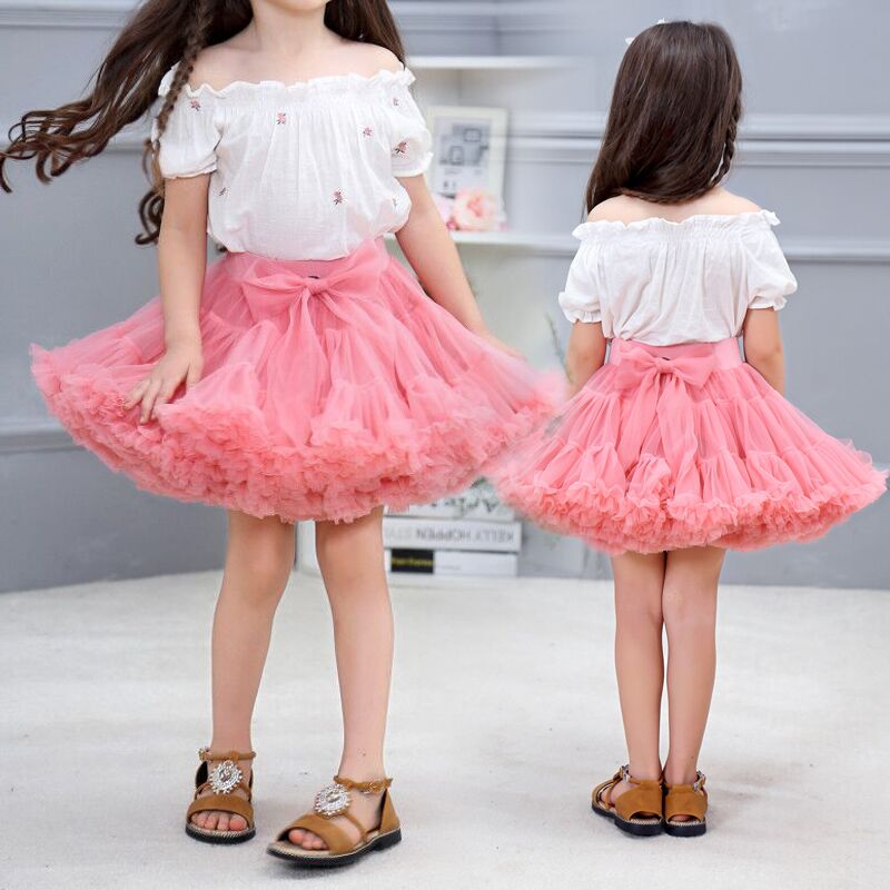 Girls tutu skirt extra fluffy pettiskirt princess soft tulle kids girl party dance skirts 1-10 Years baby