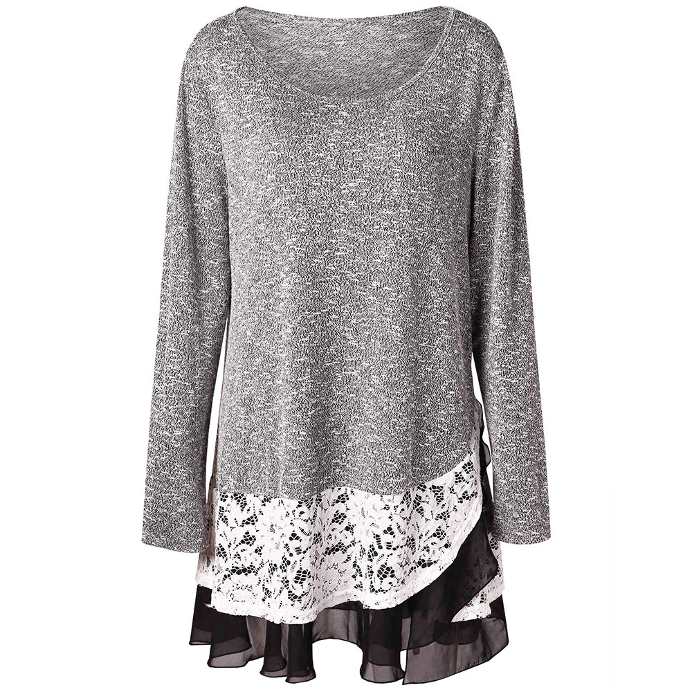 Retro Lace Trim Layered Tunic Knitwear Women Pullover Long Sleeve O-Neck Marled Casual Loose Jumper Autumn Knitted Sweater Tops T200101, Dark forest green
Retro Lace Trim Layered Tunic Knitwear Women Pullover Long Sleeve O-Neck Marled Casual Loose Jumper Autumn Knitted Sweater Tops T200101, Dark forest green