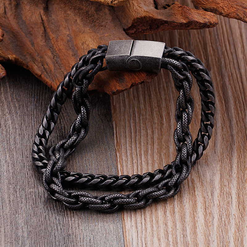 10 Inches Heavy Chain Link Stainless Steel Men's Bracelet For Men Mens Bracelets & Bangles 2018 Biker Jewelry Bracelet Male Punk T191230