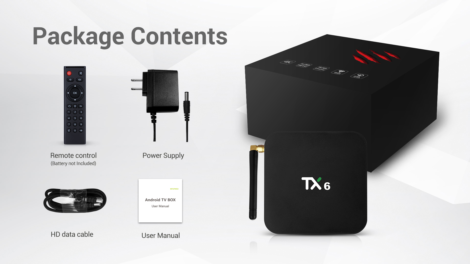 TX6 TV Box Android 9.0 2.4G 5G WiFi Bluetooth 4.1 4K H.265 HD Smart ALLWINNER H6 MEDIA PLAYER