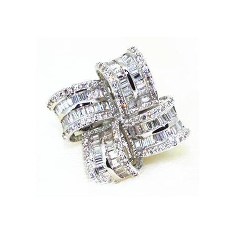 Vecalon Deluxe Promise Ring 925 sterling silver Diamond Big Engagement Wedding band rings for women Party Jewelry