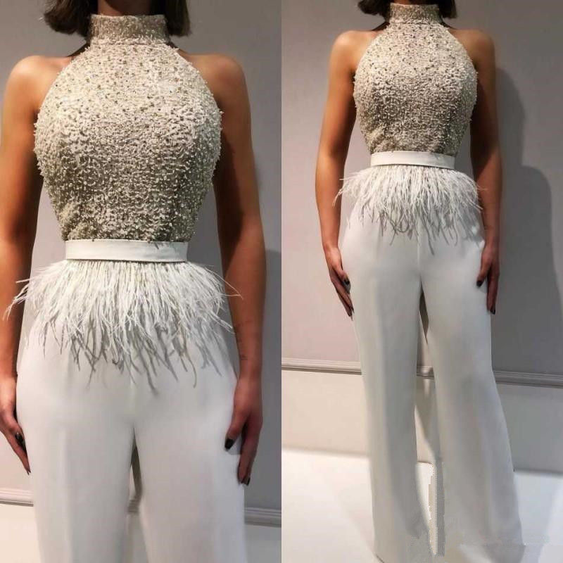 Custom Made Beaded High Collar Pant Suit Evening Dresses with Feathers Sash Sleeveless Jumpsuit Party Prom Gowns, Pink
Custom Made Beaded High Collar Pant Suit Evening Dresses with Feathers Sash Sleeveless Jumpsuit Party Prom Gowns, Pink