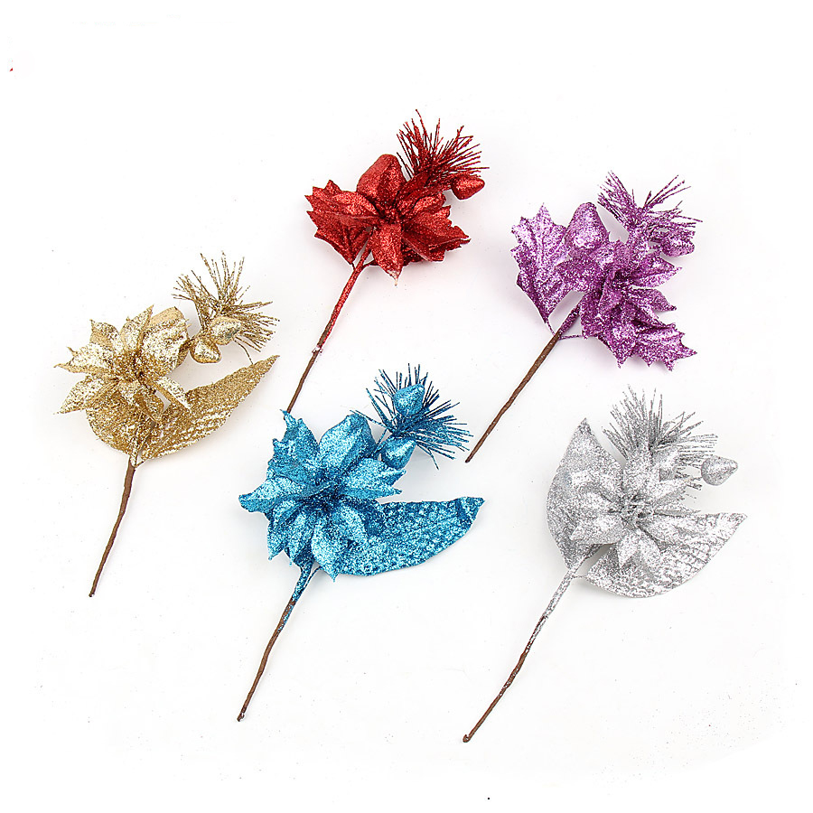 5pcs DIY cuttings Artificial Ear leaves Glitter Poinsettia Home Ornament Festivals Christmas Tree Wedding Decor Party Supplies
5pcs DIY cuttings Artificial Ear leaves Glitter Poinsettia Home Ornament Festivals Christmas Tree Wedding Decor Party Supplies