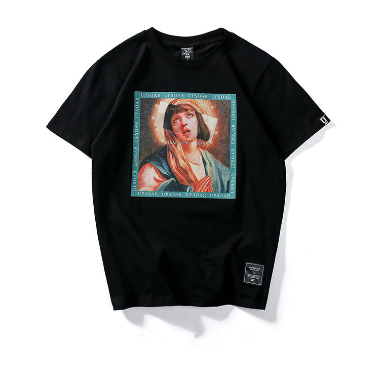 Summer New Original Trendy Personality Simple Pattern Printed Short-sleeved Cotton Round Neck Men's And Women's Short-sleeved T-shirt