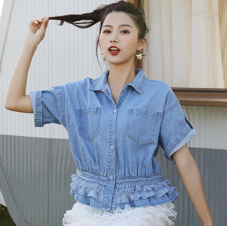 The new 2020 summer short denim long-sleeved blouse spring and autumn casual loose shirt Slim, Blue
The new 2020 summer short denim long-sleeved blouse spring and autumn casual loose shirt Slim, Blue