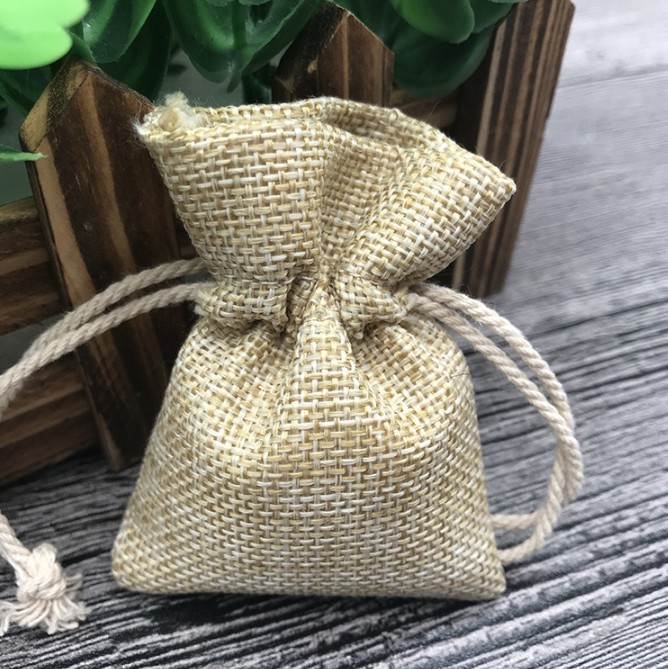 Jute Flax Linen Gift Bags 7x9cm 9x12cm 12x17cm pack of 100 Ring Earring Necklace Bracelet Jewelry Drawstring Pouch Party Candy Sac