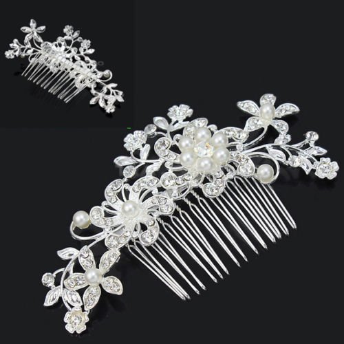 Bling Crystal Pearls Bridal Headpieces Hairs Comb Crowns and Tiaras Headband Bohemian Wedding Accessories For Women Pearls Bride Headpiece Hair Pins 2