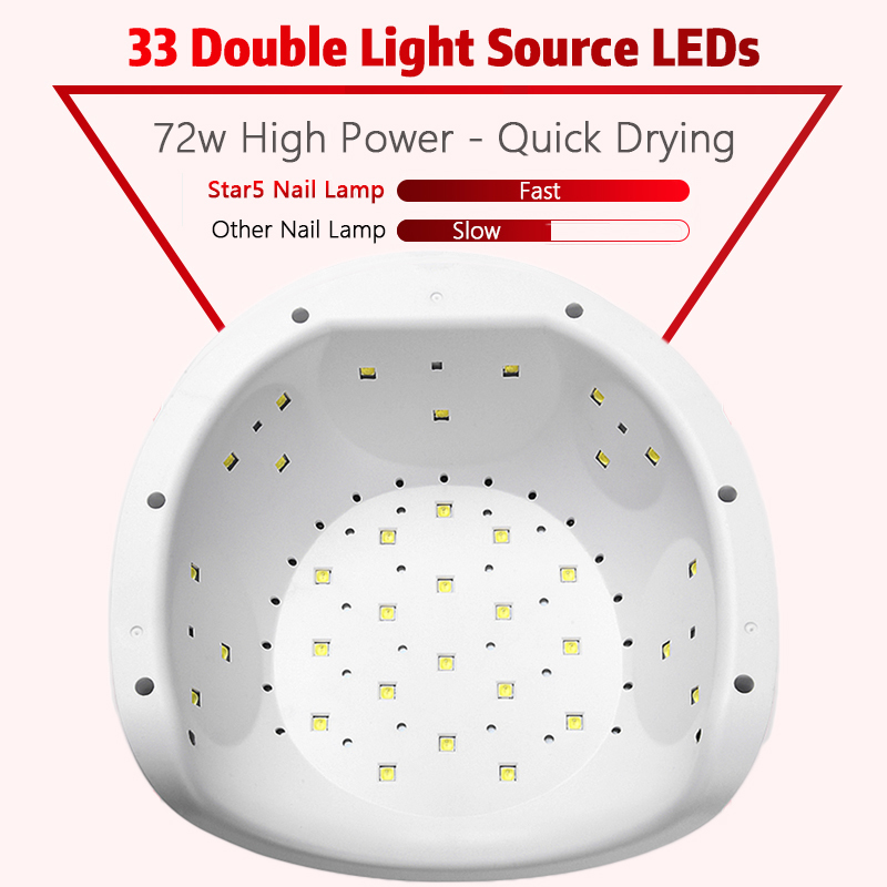 ViiNuro 72W UV Lamp LED Nail Lamp Nail Dryer For All Gels Polish Sun Light Infrared Sensing 10/30/60s Timer Smart For Manicure C19011401