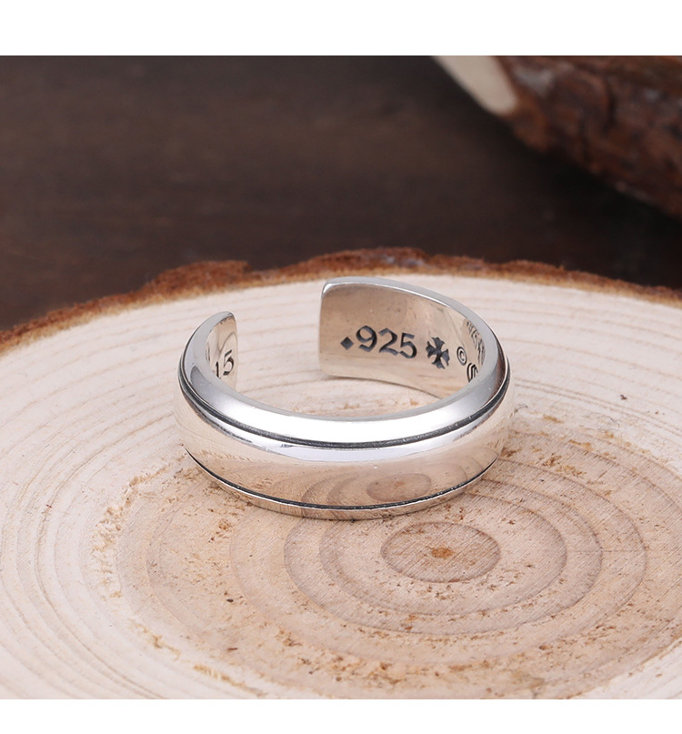 925 sterling silver American European hand-made designer vintage jewelry antique silver smooth plain band open ring