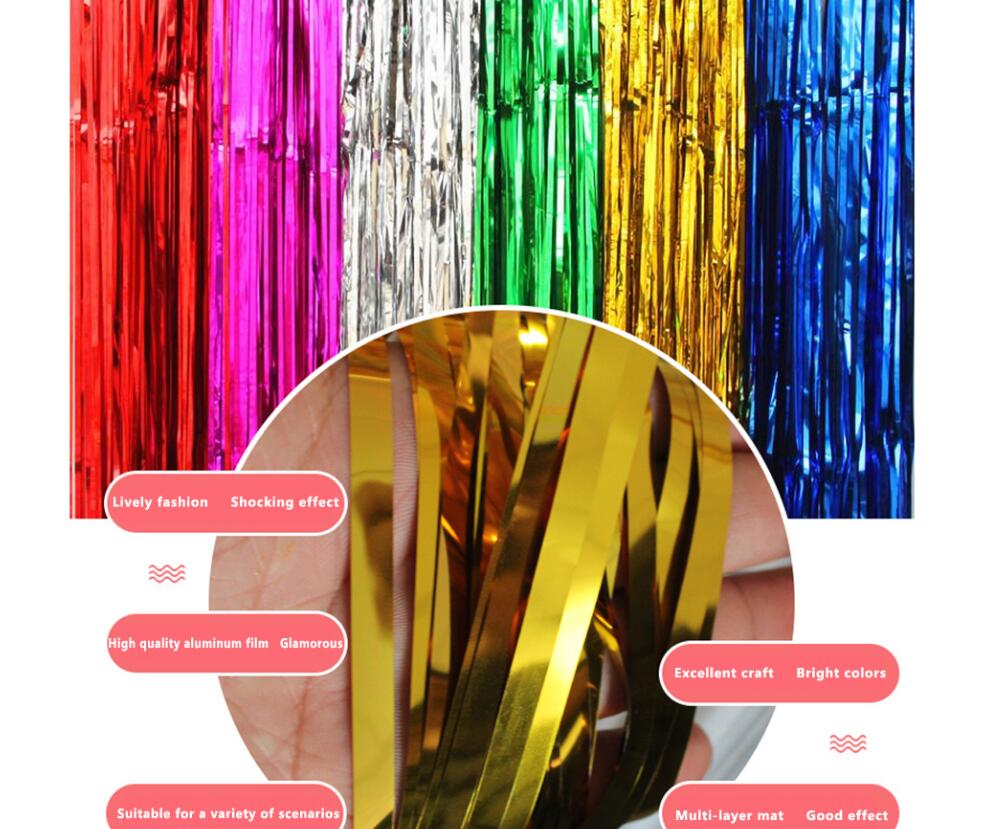 1x2 Meters Foil Fringe Tinsel Curtain Party Background Wall Wedding Photography Backdrop Birthday Party Decoration