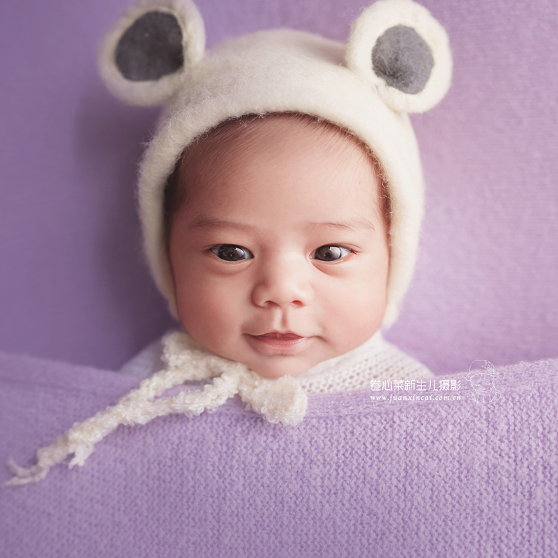 Felted newborn props bonnet Wool curly sheep hat Felted baby photography props Animal hat
