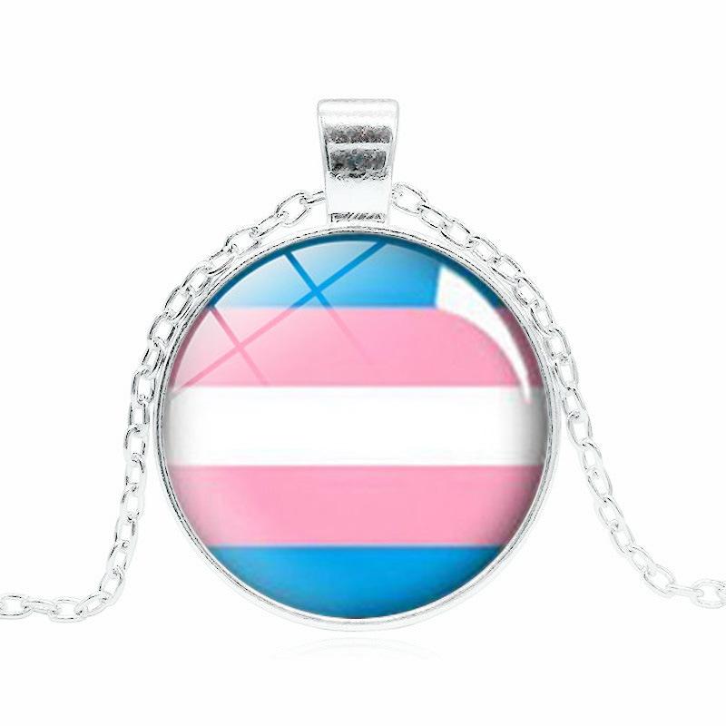 Gay Pride necklace Homosexual Time Gem Cabochon rainbow pendant necklace Fashion sweater chain accessories Free shipping