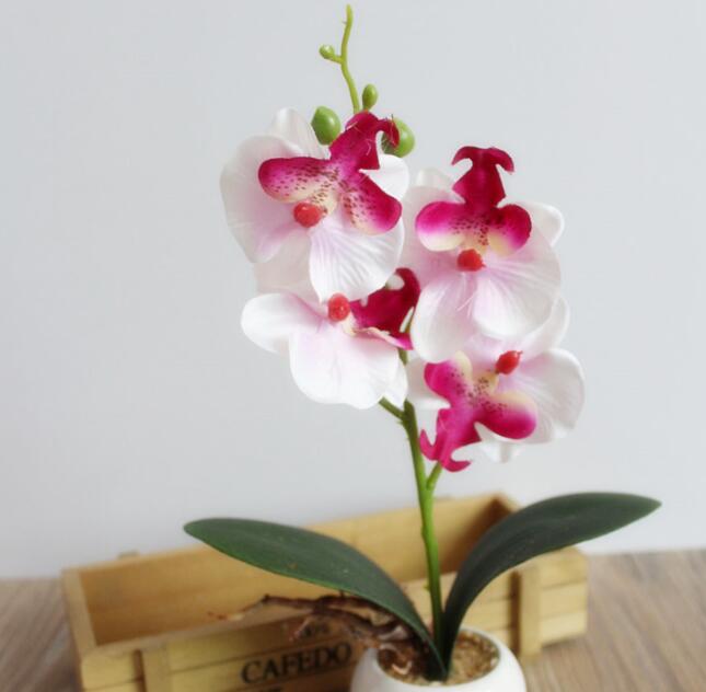 Mini Artificial Butterfly Orchid Bonsai DIY Artificial Butterfly Orchid Silk Flower Bouquet Bonsai Phalaenopsis Wedding Home Decoration