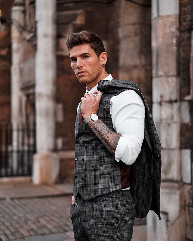 High Quality Plaid Wedding Tuxedos Notched Lapel Slim Fit Two Button Groom Wear Formal Party Prom Men Suit Blazer(Jacket+Pants)