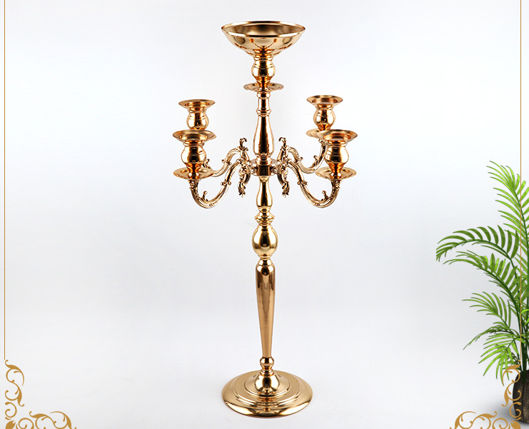New stylegold 5-Arms Candelabrum Holders Metal Candelabras Gold Finish Candlesticks Candle Holder Wedding Party Event Decor senyu0392 H260310