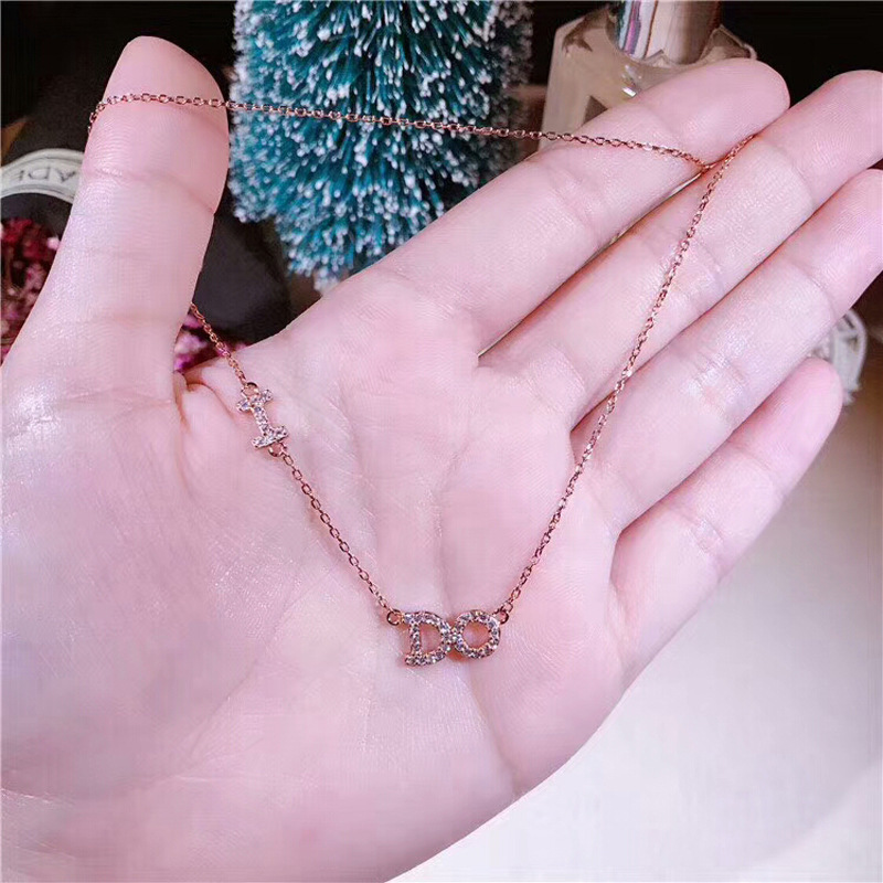 Fashionsterling silver simple I do letter necklace European Bailey I do clavicle chain