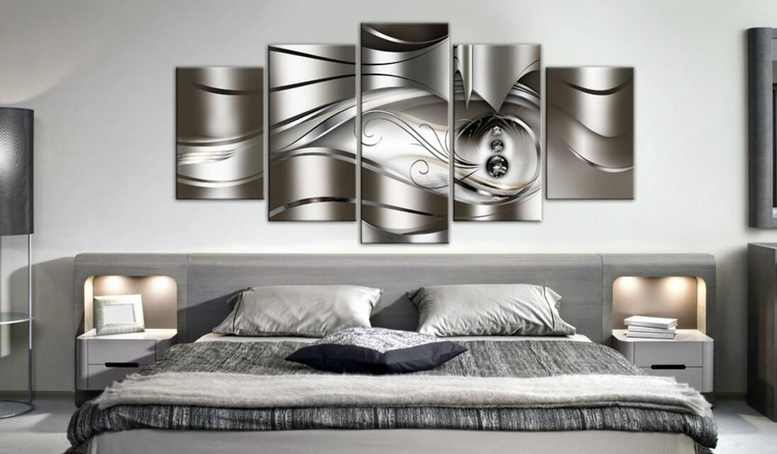 5PCS/Set Flower Burning Heart Space Planet Abstract Metal Wave Art Print Frameless Canvas Painting Wall Picture Home Decoration No Frame