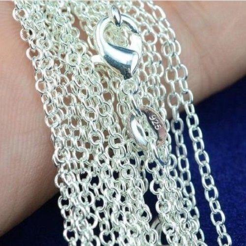 Necklaces Best Price ! 100pcs /lot 925 Sterling Silver Rolo O Chain Necklaces Jewelry 1mm 16 -- 24 925 Silver DIY Chains Fit Pendant Jewelry