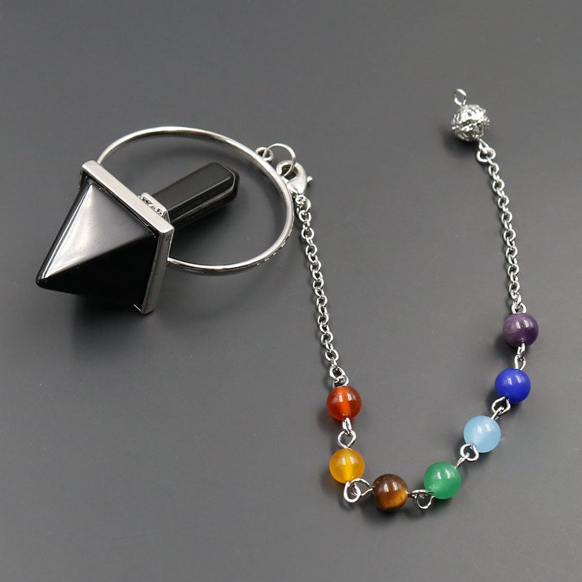 Natural crystal hexagonal column energy pyramid chakra chain spirit decoration pendant men and women Reiki Healing Crystal Pendant Necklace