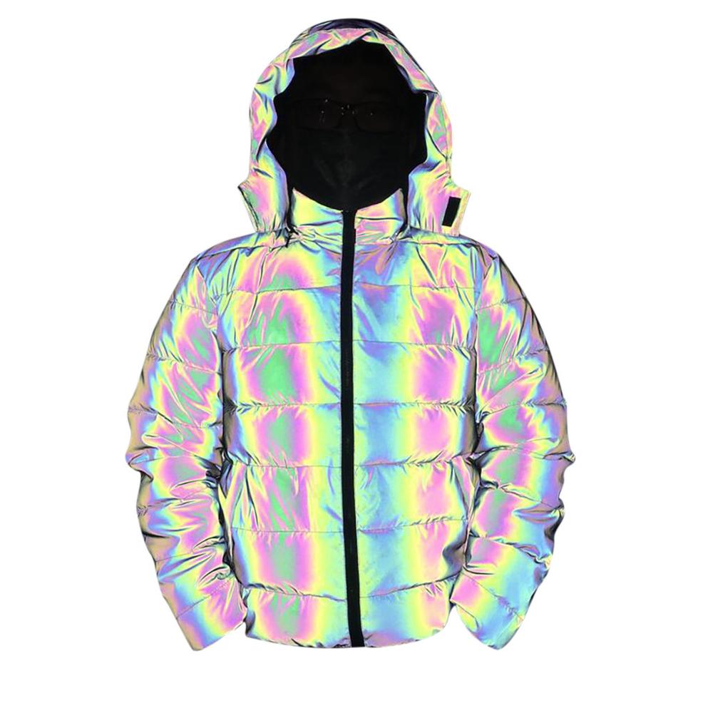 Reflective Winter Thick Cotton Coat Men Reflective Colorful Light Waterproof Windproof Thicken Keep Warm Overcoat Hooded Jacket1