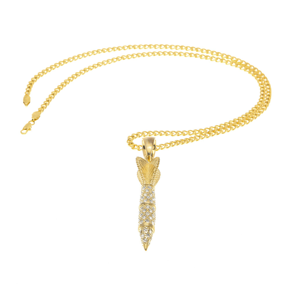 Fashion-diamond rocket pendant Heavy Industries full of diamond darts pendant Men's hip hop necklace