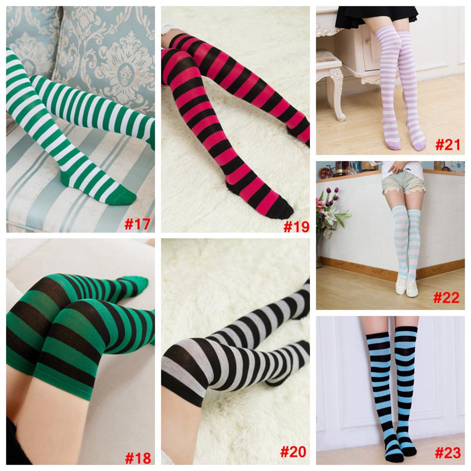 women Stockings Striped Printed Socks Knee High Socks Fashion Stockings Thigh Girls Sport long Socks Party Dress Up Leggings