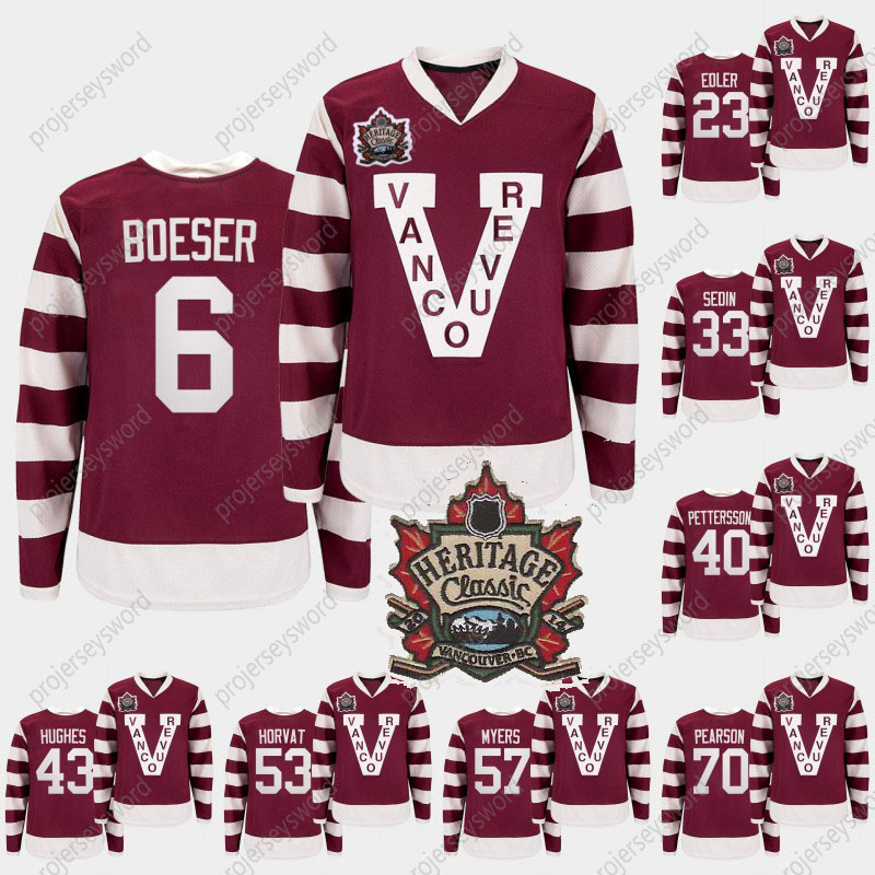 Vancouver Canucks 2014 Heritage Classic Burgundy Millionaires Jersey Brock Boeser Henrik Sedin Elias Pettersson Bo Horvat Tyler Myers Jersey, 43 quinn hughes
Vancouver Canucks 2014 Heritage Classic Burgundy Millionaires Jersey Brock Boeser Henrik Sedin Elias Pettersson Bo Horvat Tyler Myers Jersey, 43 quinn hughes