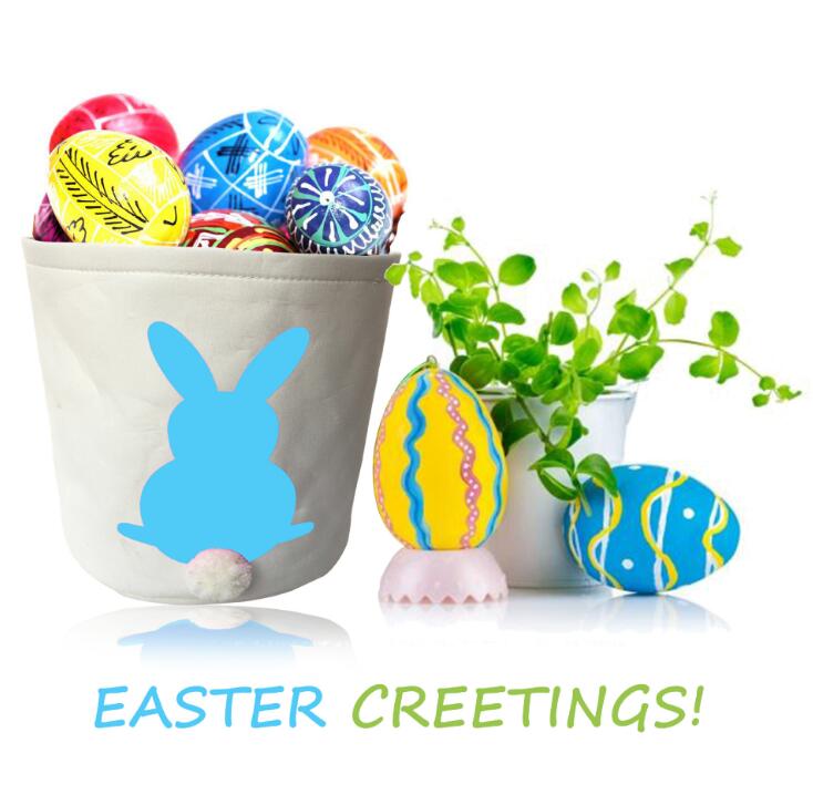 Easter Rabbit Basket Easter Bunny Bags Rabbit Printed Canvas Tote Bag Egg Candies Baskets LT1558
