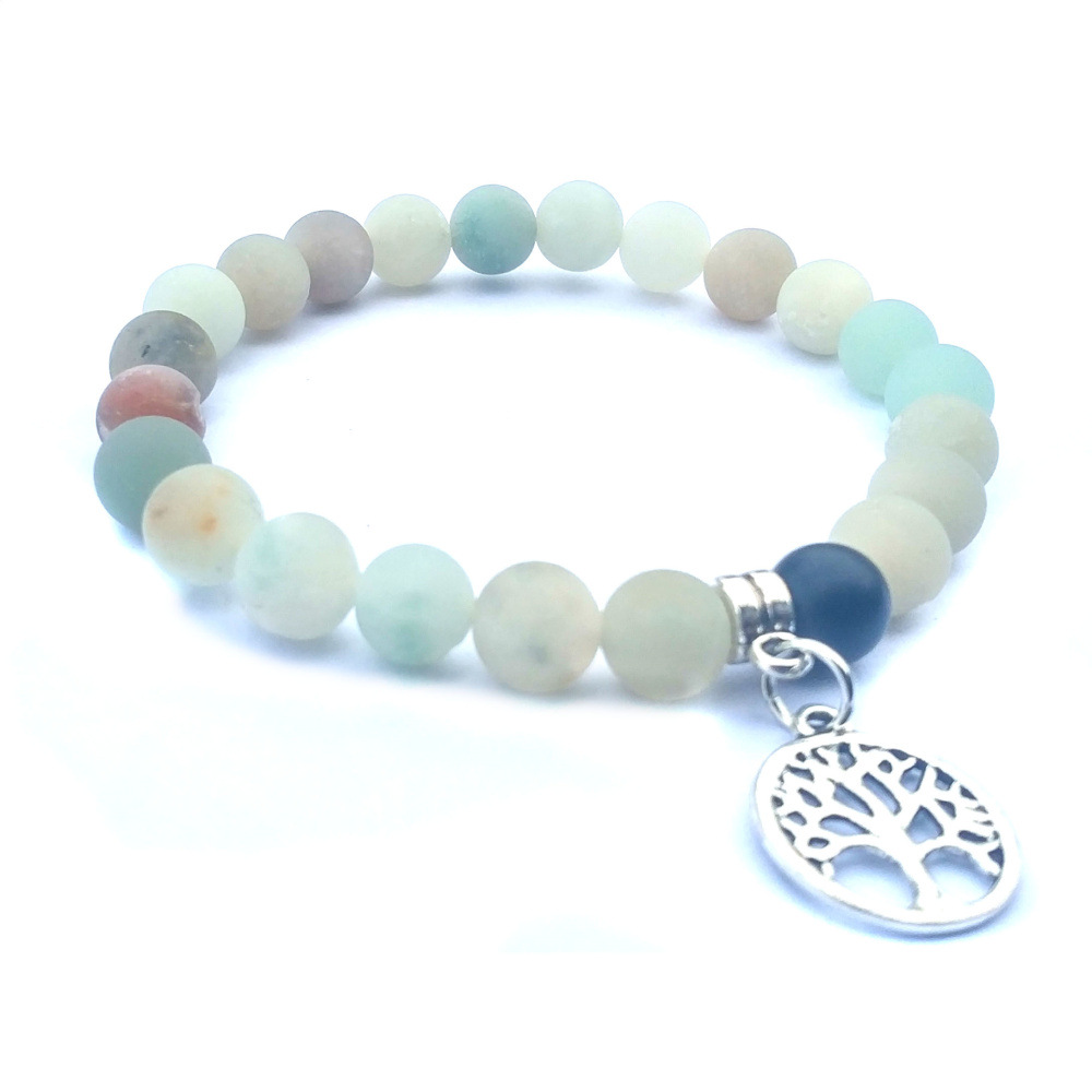 8mm natural stone Amazon agate life tree pendant bracelet lovers brothers friendship meaning energy bracelet